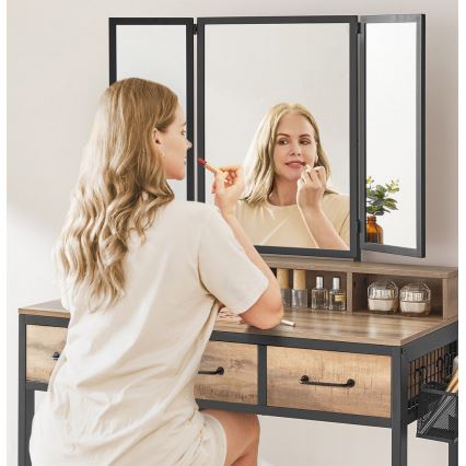 Καλλυντικό τραπέζι με σκαμπό 28,6x42 cm FLORA καφέ/μαύρο