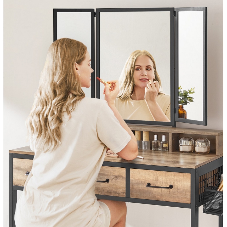 Καλλυντικό τραπέζι με σκαμπό 28,6x42 cm FLORA καφέ/μαύρο