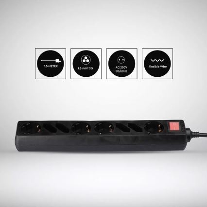 Πολύπριζο με διακόπτη SCHUKO 8Z 1,5 m