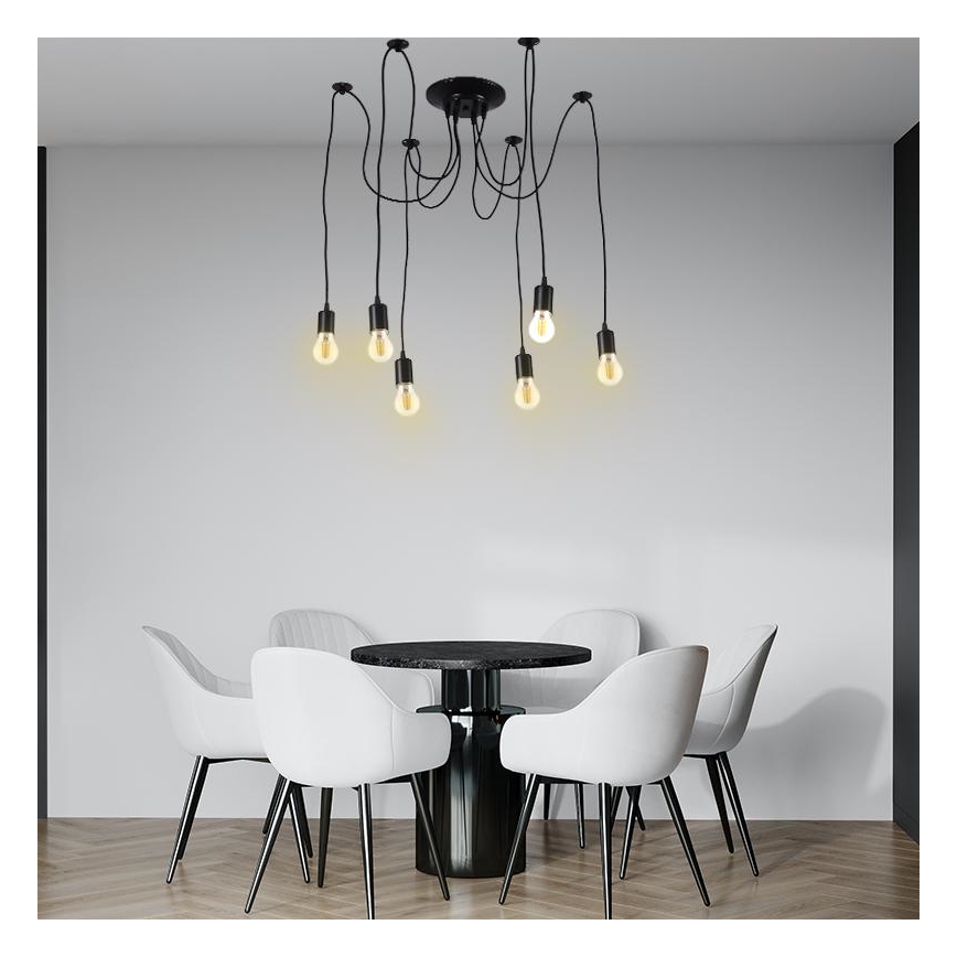 Καλώδιο τροφοδοσίας 6xE27/60W/230V spider μαύρο