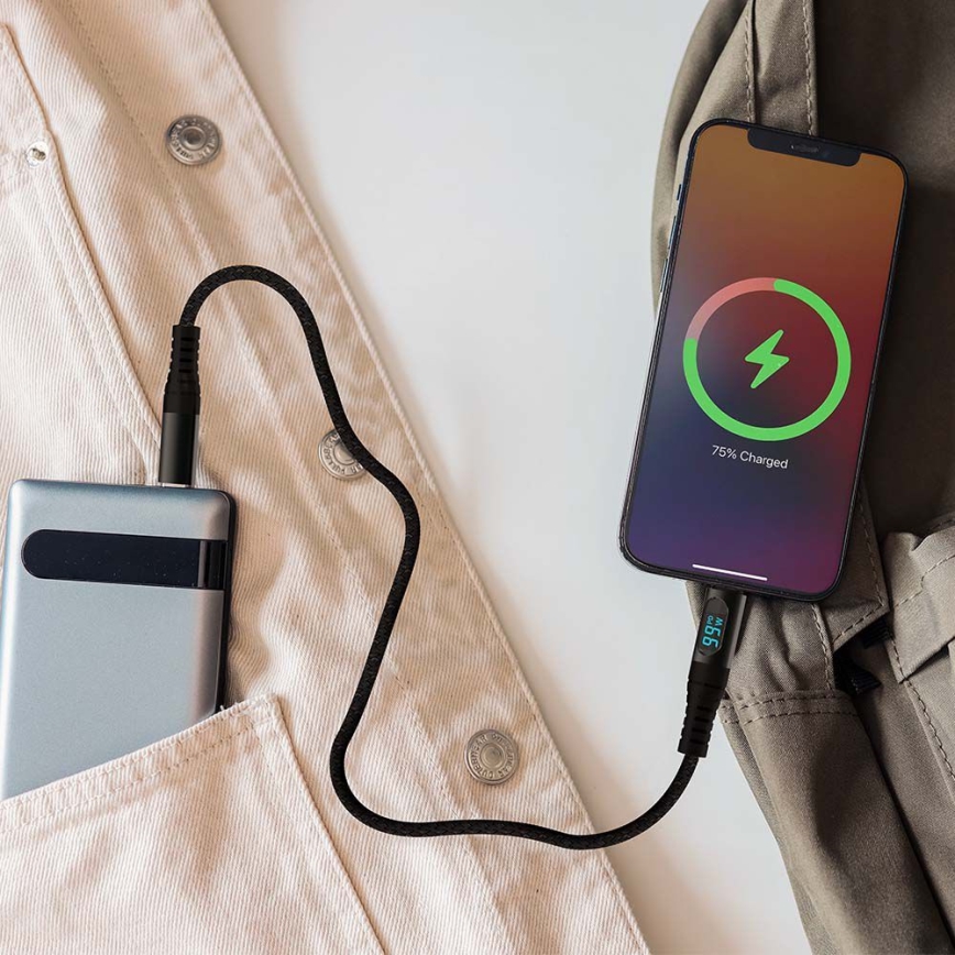 Καλώδιο USB-C με οθόνη LED 100W 1μ