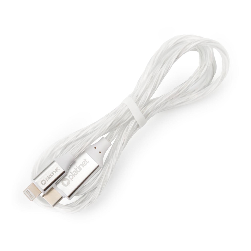 Καλώδιο USB USB-C / Lightning connector με LED οπίσθιο φωτισμό 18 27W 1m λευκό