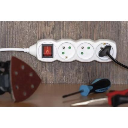 Καλώδιο επέκτασης με διακόπτη 4 θέσεων 10μ λευκό