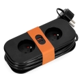 Καλώδιο επέκτασης 2πριζών + 2xUSB 1,4 μ. μαύρο