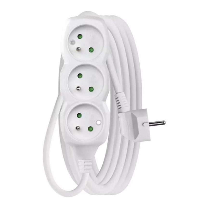 Καλώδιο επέκτασης 3πλό 5μ λευκό