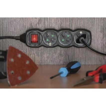 Καλώδιο επέκτασης με διακόπτη 4 θέσεων 3μ μαύρο