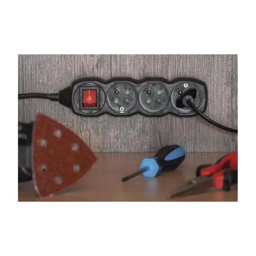 Καλώδιο επέκτασης με διακόπτη 4 θέσεων 5μ μαύρο