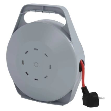 Καλώδιο επέκτασης σε τύμπανο με 4 πρίζες 10m γκρι/κόκκινο