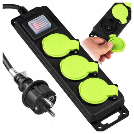 Καλώδιο επέκτασης με διακόπτη, 3 υποδοχές, 20m, IP44