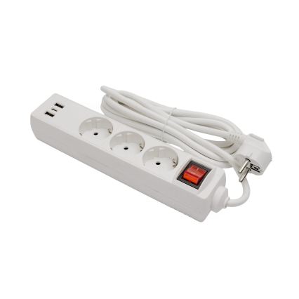 Καλώδιο επέκτασης με διακόπτη 3 υποδοχές+2xUSB-A+1xUSB-C 3m SCHUKO λευκό
