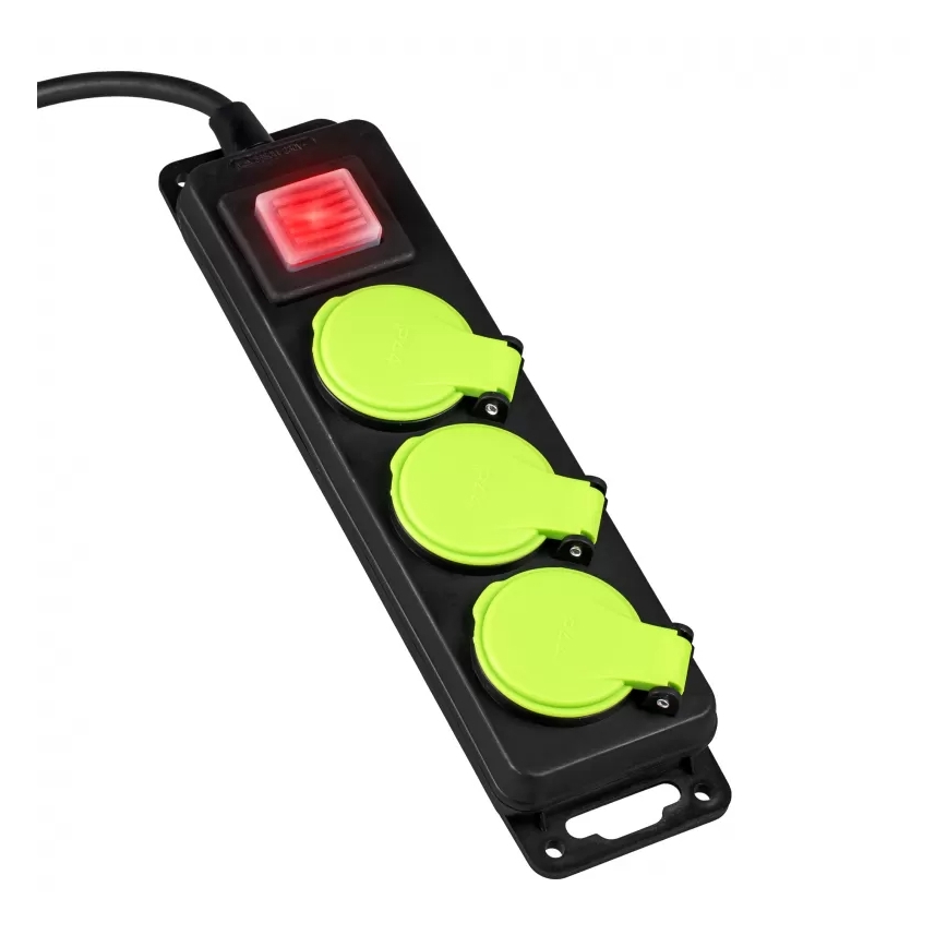 Καλώδιο επέκτασης με διακόπτη, 3 υποδοχές, 3 m, IP44