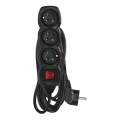 Καλώδιο επέκτασης με διακόπτη 3x 5μ μαύρο
