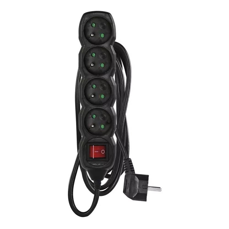 Καλώδιο επέκτασης με διακόπτη 4 θέσεων 3μ μαύρο