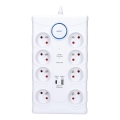 Καλώδιο επέκτασης με διακόπτη και προστασία από υπερτάσεις 8Z Τύπος E + 1xUSB-A + 1xUSB-C 2m λευκό