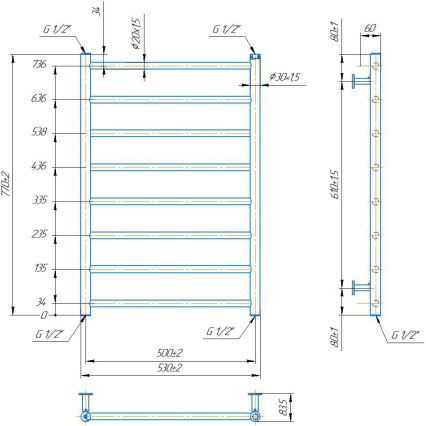 Καλοριφέρ-σκάλα μπάνιου INOX FLAT 163W/230V 77x53 cm ανοξείδωτο/μαύρο