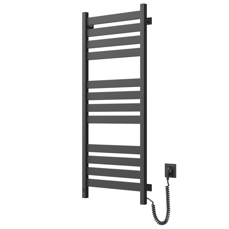 Καλοριφέρ-σκάλα μπάνιου με θερμοστάτη LARGO 256W 120x50 cm, μαύρο, δεξιά σύνδεση