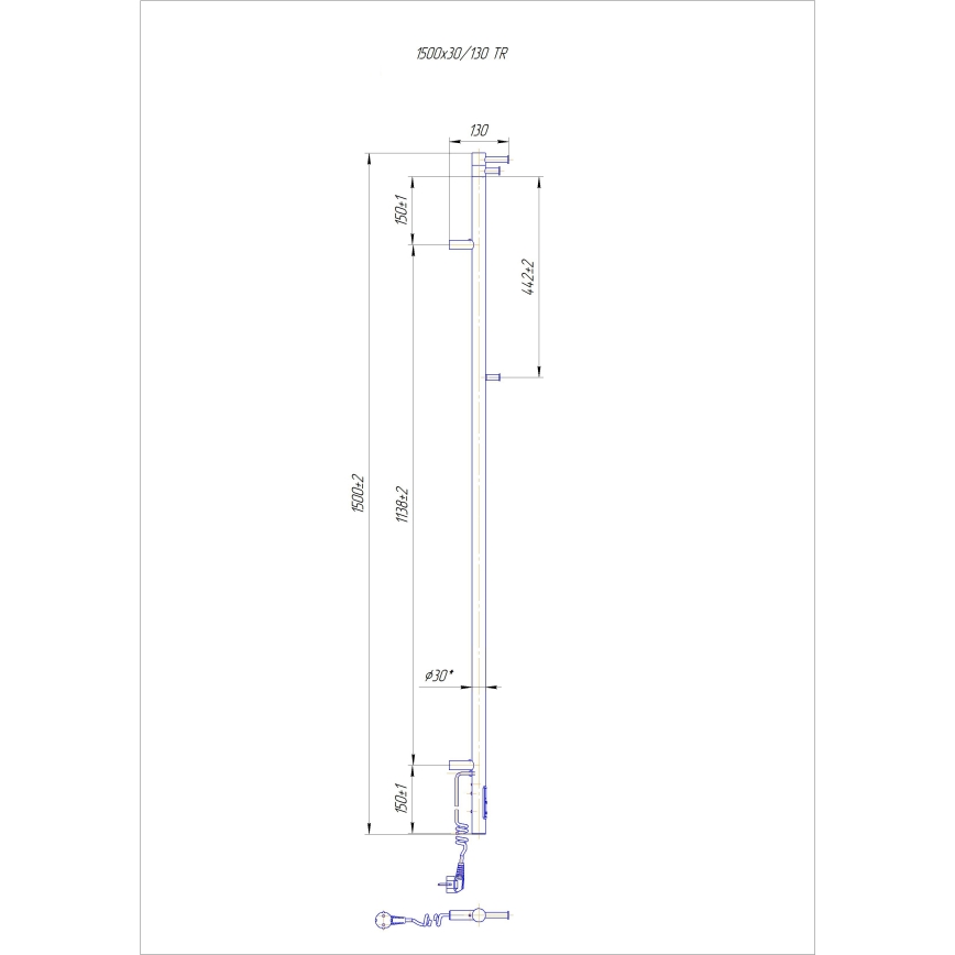 Καλοριφέρ μπάνιου RAY 35W/230V 150x30 cm IP44 ανοξείδωτο ατσάλι/γυαλισμένο χρώμιο