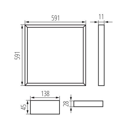 LED Χωνευτό πλαίσιο AVAR LED/32W/230V 3000/4000/6500K 59x59 cm