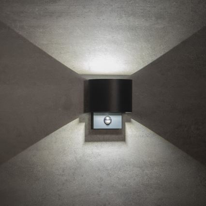 LED εξωτερικό επιτοίχιο φωτιστικό με αισθητήρα κίνησης και σούρουπου REKA LED/7W/230V IP54 ανθρακί στρογγυλό