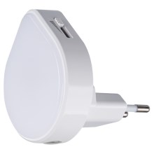 Kanlux 37396 - LED Dimming orientation φωστικό με αισθητήρα σούρουπου για πρίζα ULOV LED/0,5W/230V λευκό