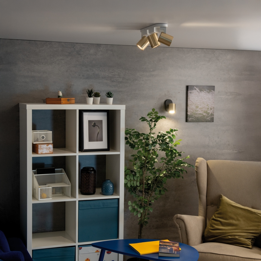 Σποτ τοίχου LAURIN 1xGU10/10W/230V ορείχαλκος/μαύρο