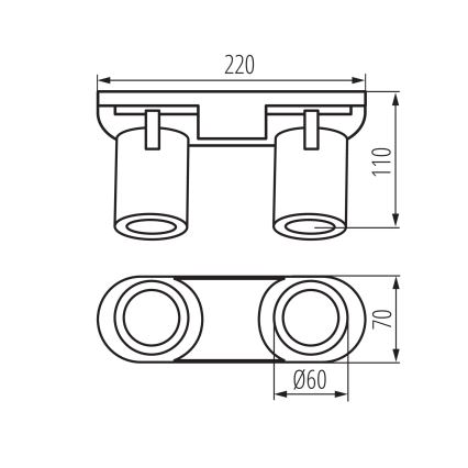 Φωτιστικό σποτ LAURIN 2xGU10/10W/230V ορείχαλκος/μαύρο