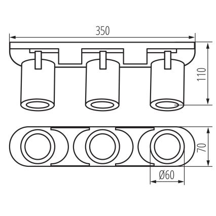 Φωτιστικό σποτ LAURIN 3xGU10/10W/230V ορείχαλκος/μαύρο