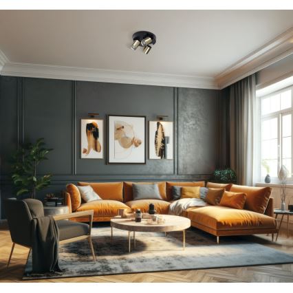 Φωτιστικό σποτ LAURIN 3xGU10/10W/230V ορείχαλκος/μαύρο