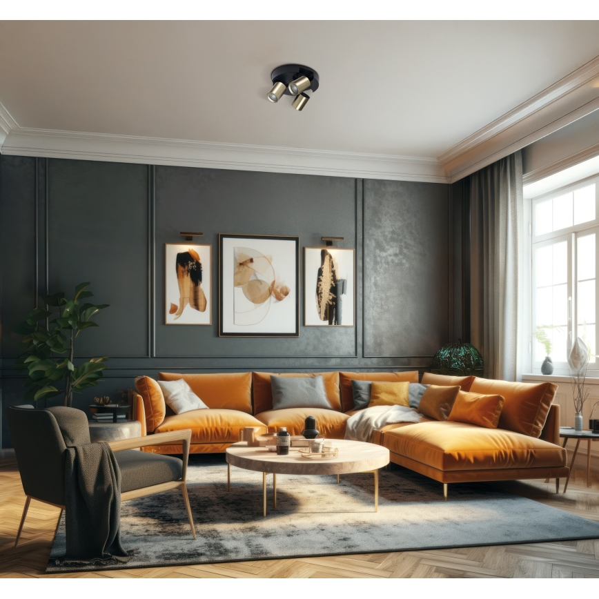 Φωτιστικό σποτ LAURIN 3xGU10/10W/230V ορείχαλκος/μαύρο