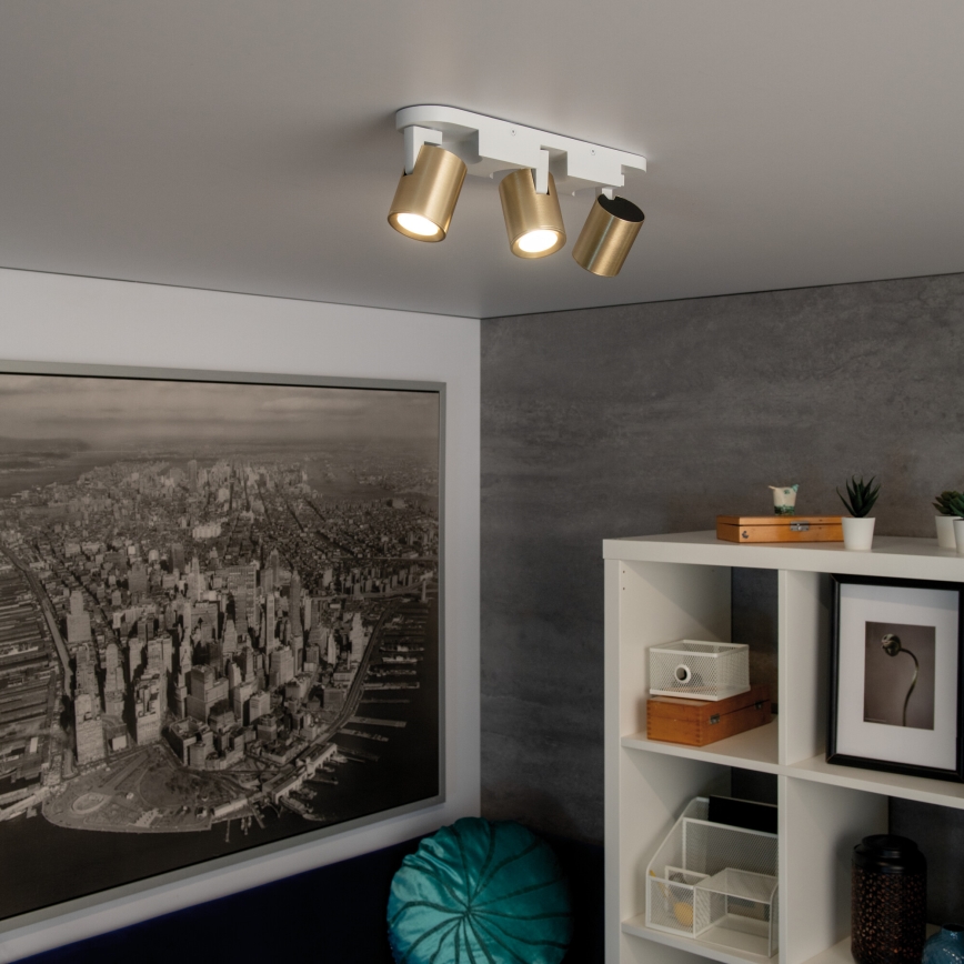 Φωτιστικό σποτ LAURIN 3xGU10/10W/230V ορείχαλκος/λευκό