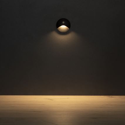LED φωτιστικό σκάλας με αισθητήρα κίνησης και λυκόφωτος EXIN LED/2,5W/230V 3000K IP65 μαύρο στρογγυλό