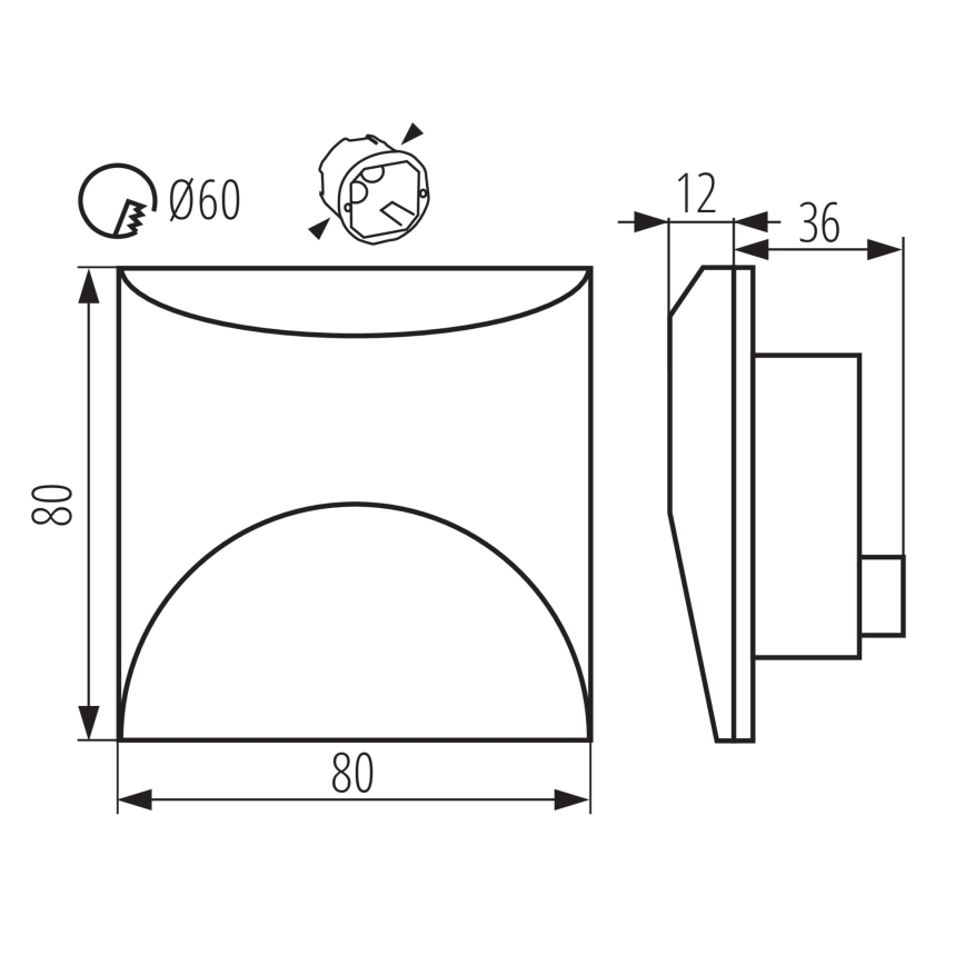 Φωτιστικό σκάλας LED EXIN LED/2,5W/230V 3000K IP65 μαύρο τετράγωνο