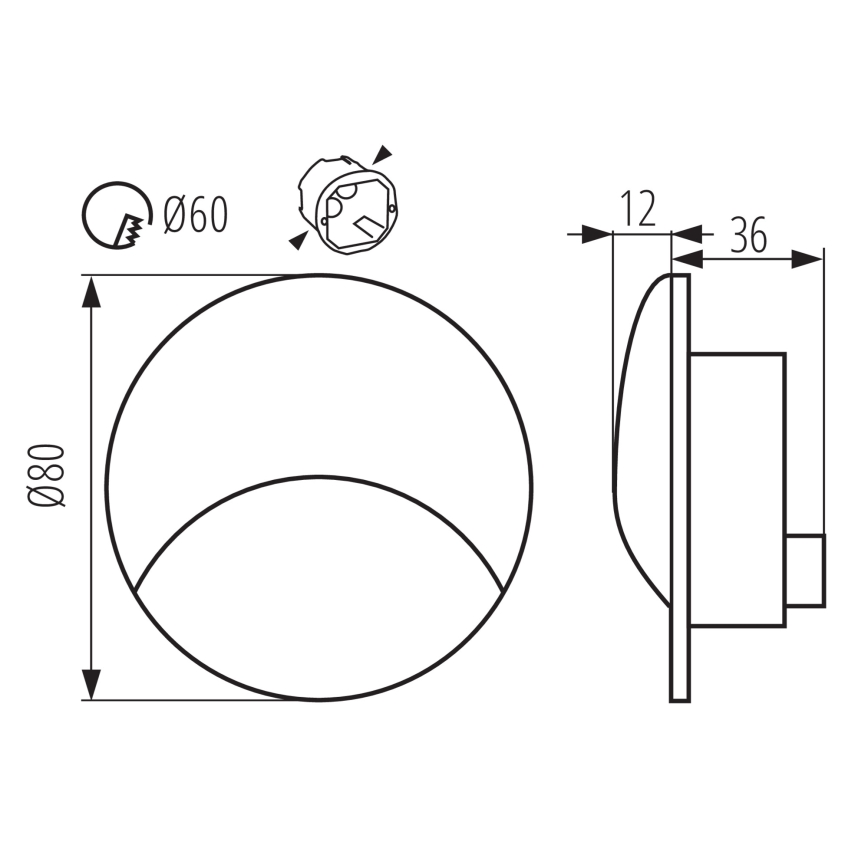 LED φωτιστικό σκάλας EXIN LED/2,5W/230V 4000K IP65 ανθρακί στρογγυλό