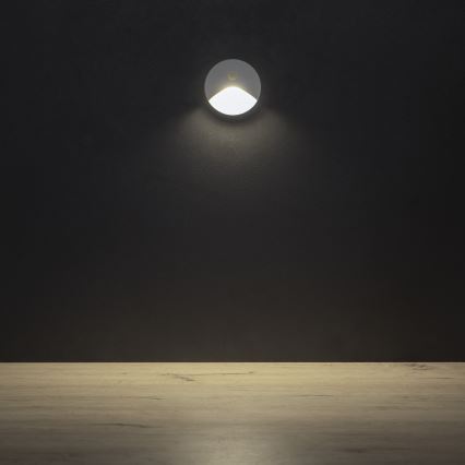 LED φωτιστικό σκάλας με αισθητήρα κίνησης και λυκόφωτος EXIN LED/2,5W/230V 4000K IP65 λευκό στρογγυλό