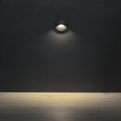 Φωτιστικό LED για σκάλα EXIN με αισθητήρα κίνησης και λυκόφωτος, LED/2,5W/230V 4000K IP65, ανθρακί, στρογγυλό