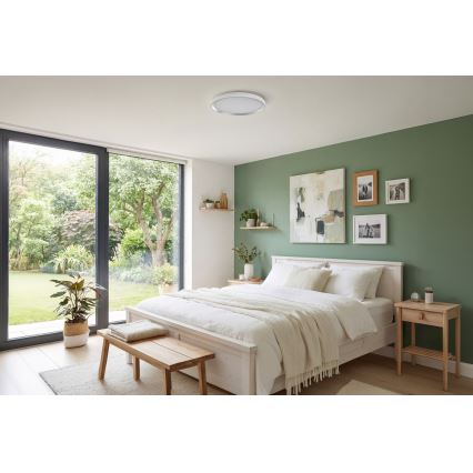 Ρυθμιζόμενο LED φωτιστικό οροφής LIXAN LED/47W/230V 3000-6500K διάμ. 38,6 εκ. λευκό/ασημί + τηλεχειριστήριο