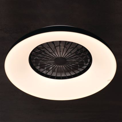 LED RGBW Ρυθμιζόμενο φωτιστικό οροφής με ανεμιστήρα PLAVE PAN LED/48W/230V 3000-6500K διάμ. 60 cm μαύρο + τηλεχειριστήριο
