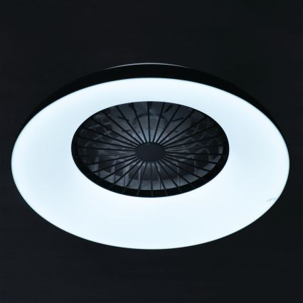 LED RGBW Ρυθμιζόμενο φωτιστικό οροφής με ανεμιστήρα PLAVE PAN LED/48W/230V 3000-6500K διάμ. 60 cm μαύρο + τηλεχειριστήριο