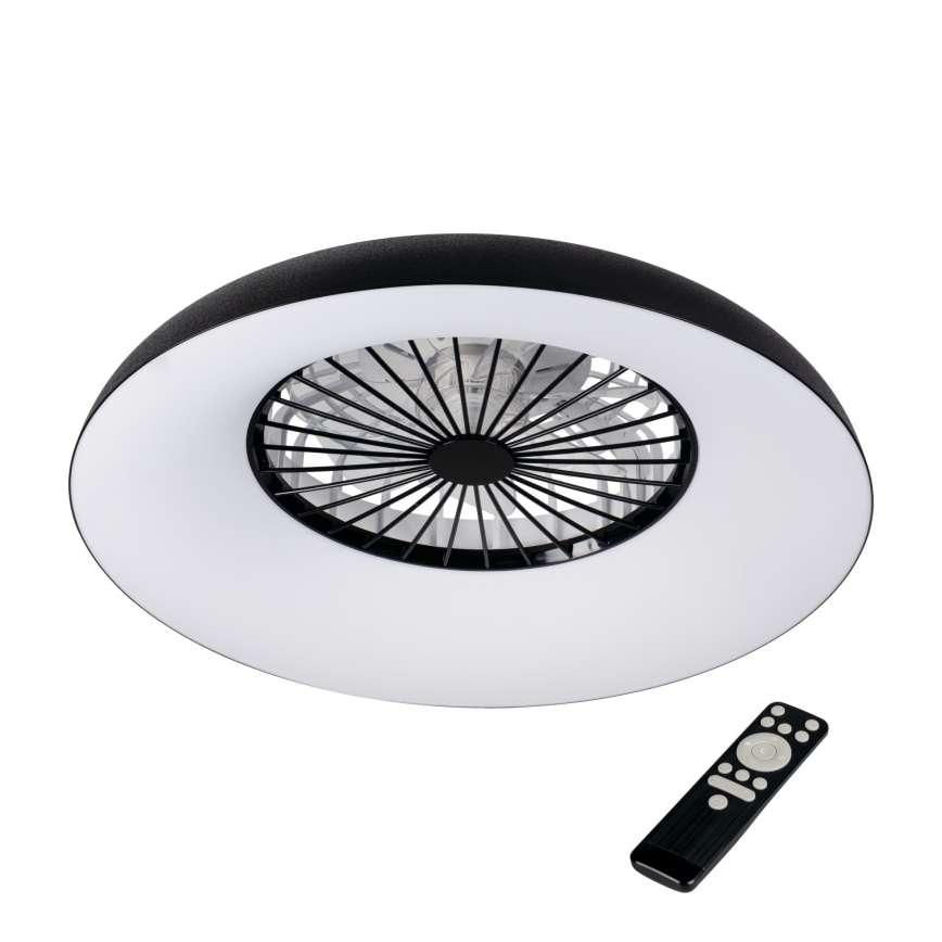 LED RGBW Ρυθμιζόμενο φωτιστικό οροφής με ανεμιστήρα PLAVE PAN LED/48W/230V 3000-6500K διάμ. 60 cm μαύρο + τηλεχειριστήριο