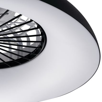 LED RGBW Ρυθμιζόμενο φωτιστικό οροφής με ανεμιστήρα PLAVE PAN LED/48W/230V 3000-6500K διάμ. 60 cm μαύρο + τηλεχειριστήριο