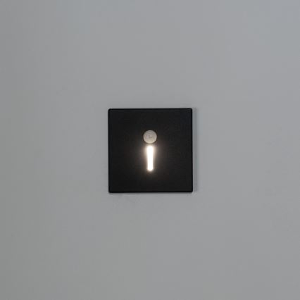 LED φωτιστικό σκάλας με αισθητήρα κίνησης και σούρουπου MAGNIK LED/1,7W/230V 2700/3300/3900/4600/5700K μαύρο τετράγωνο