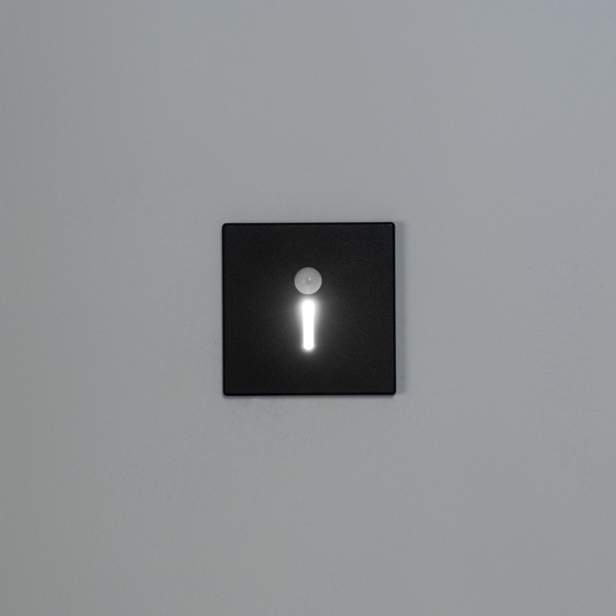 LED φωτιστικό σκάλας με αισθητήρα κίνησης και σούρουπου MAGNIK LED/1,7W/230V 2700/3300/3900/4600/5700K μαύρο τετράγωνο
