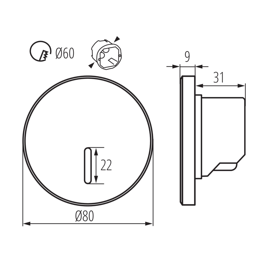 LED φωτιστικό σκάλας MAGNIK LED/1,7W/230V 2700/3300/3900/4600/5700K λευκό στρογγυλό