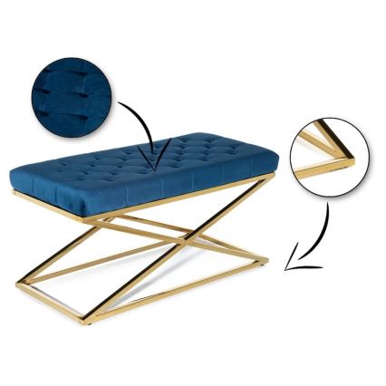 Καπιτονέ σκαμπό SALIBA 50x97 cm χρυσό/μπλε