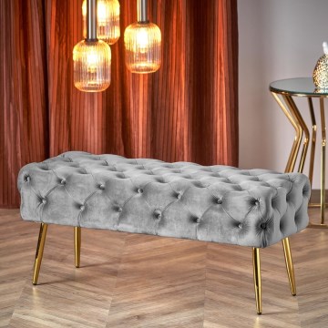 Καπιτονέ πάγκος ATHENA 40x100 cm γκρι/χρυσό