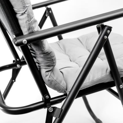 Καρέκλα κάμπινγκ πτυσσόμενη με στρώμα μαύρο/γκρι