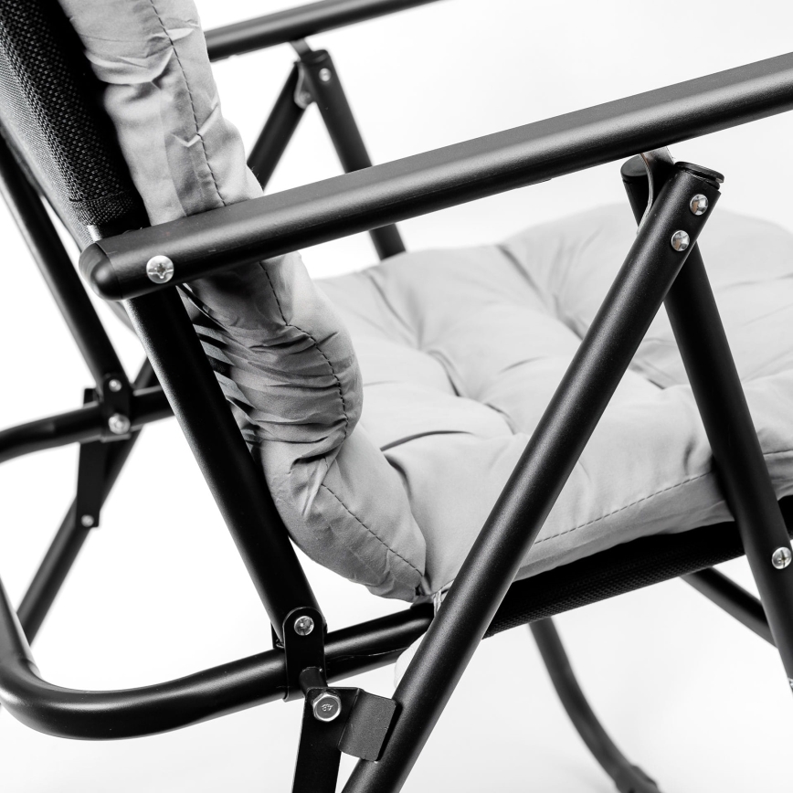 Καρέκλα κάμπινγκ πτυσσόμενη με στρώμα μαύρο/γκρι