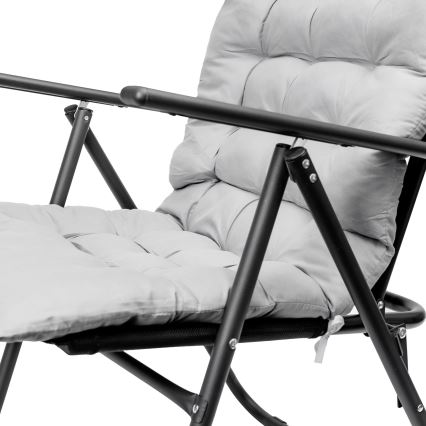 Καρέκλα κάμπινγκ πτυσσόμενη με στρώμα μαύρο/γκρι