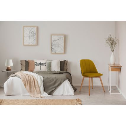 Καρέκλα τραπεζαρίας BAKERI 86x48 εκ. κίτρινη/φωτεινή δρυς