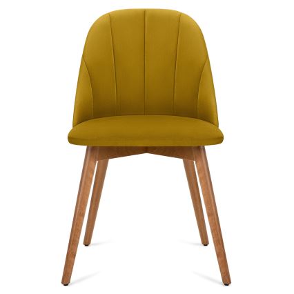 Καρέκλα τραπεζαρίας BAKERI 86x48 εκ. κίτρινη/φωτεινή δρυς